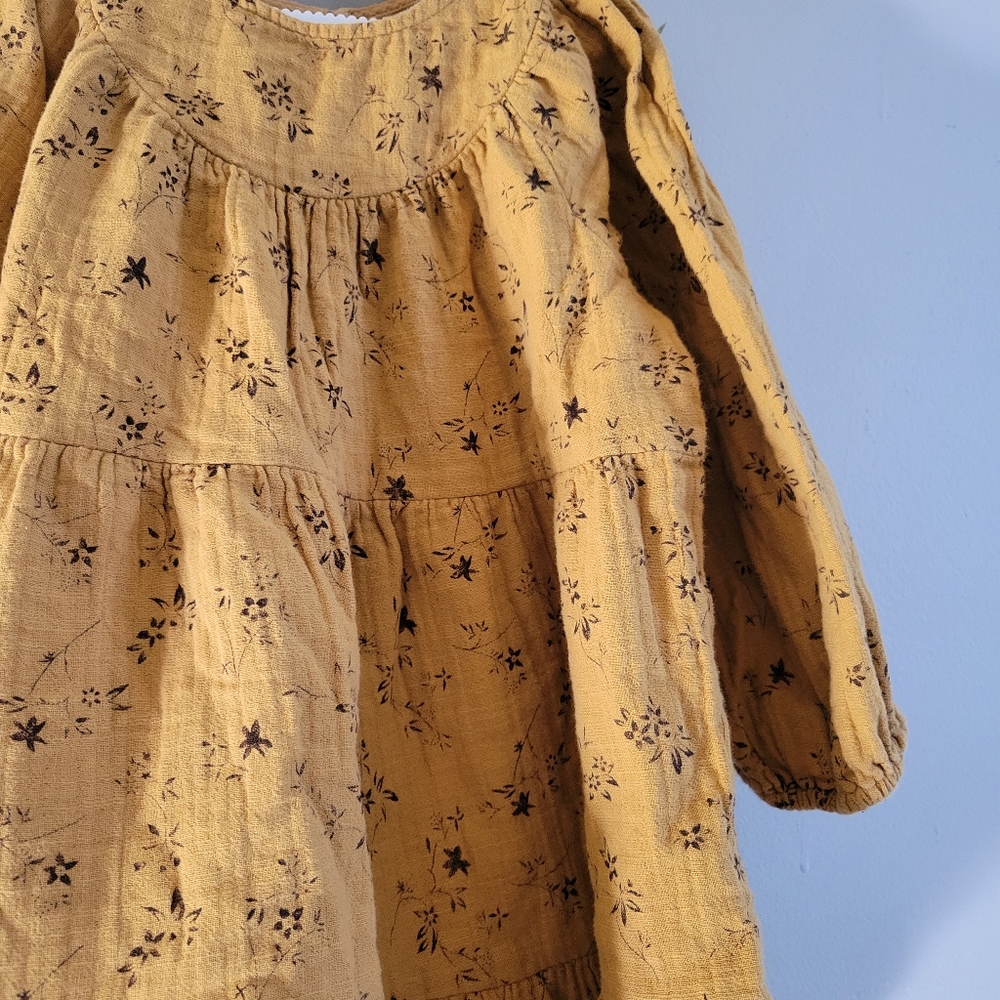 Zara Girl's Floral Print Fall Textured Long Sleeve Dress 4-5 YEARS - Picture 6 of 12